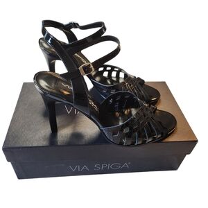 Vintage Via Spiga Swell Women's Black Patent Leather Stiletto Heels Size 8M